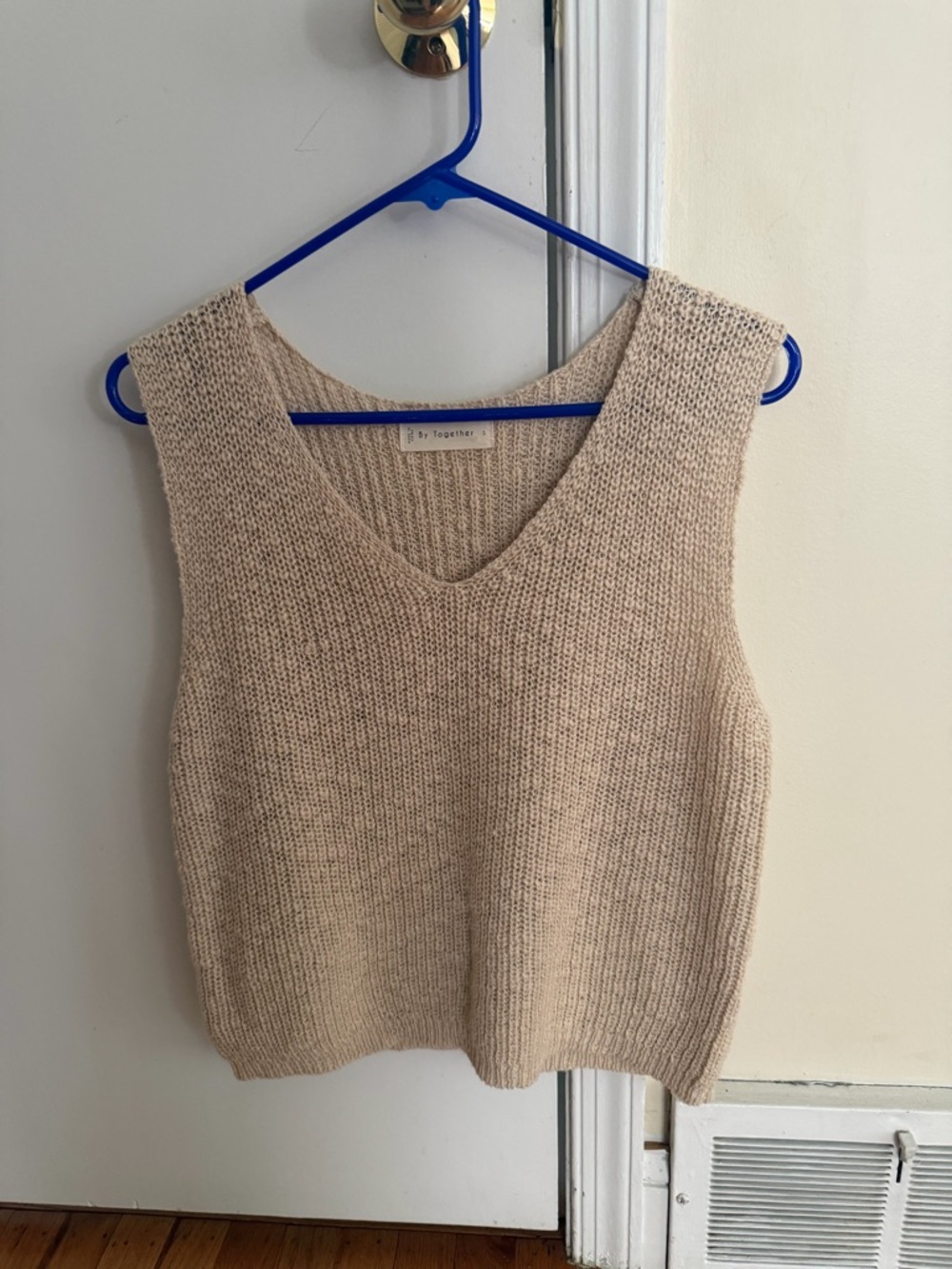 By Together crochet sweater tank in beige